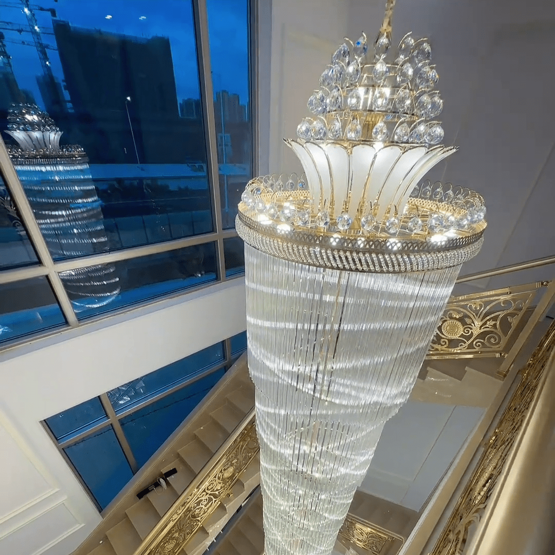 Luxury Extra Long Crystal Chandelier for Villa/Staircase/Foyer-Nobipets