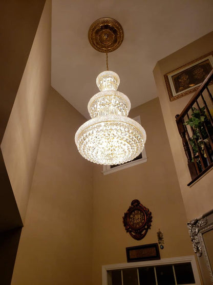 Luxury French Empire Chandelier for Villa Hall Ceiling Three-layers Crystal Light for Hotel Lobby-Nobipets
