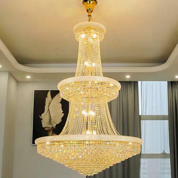Luxury French Empire Chandelier for Villa Hall Ceiling Three-layers Crystal Light for Hotel Lobby-Nobipets