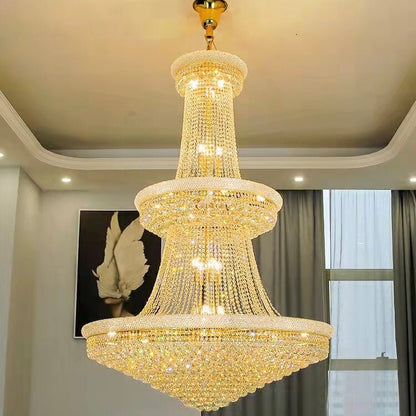 Luxury French Empire Chandelier for Villa Hall Ceiling Three-layers Crystal Light for Hotel Lobby-Nobipets