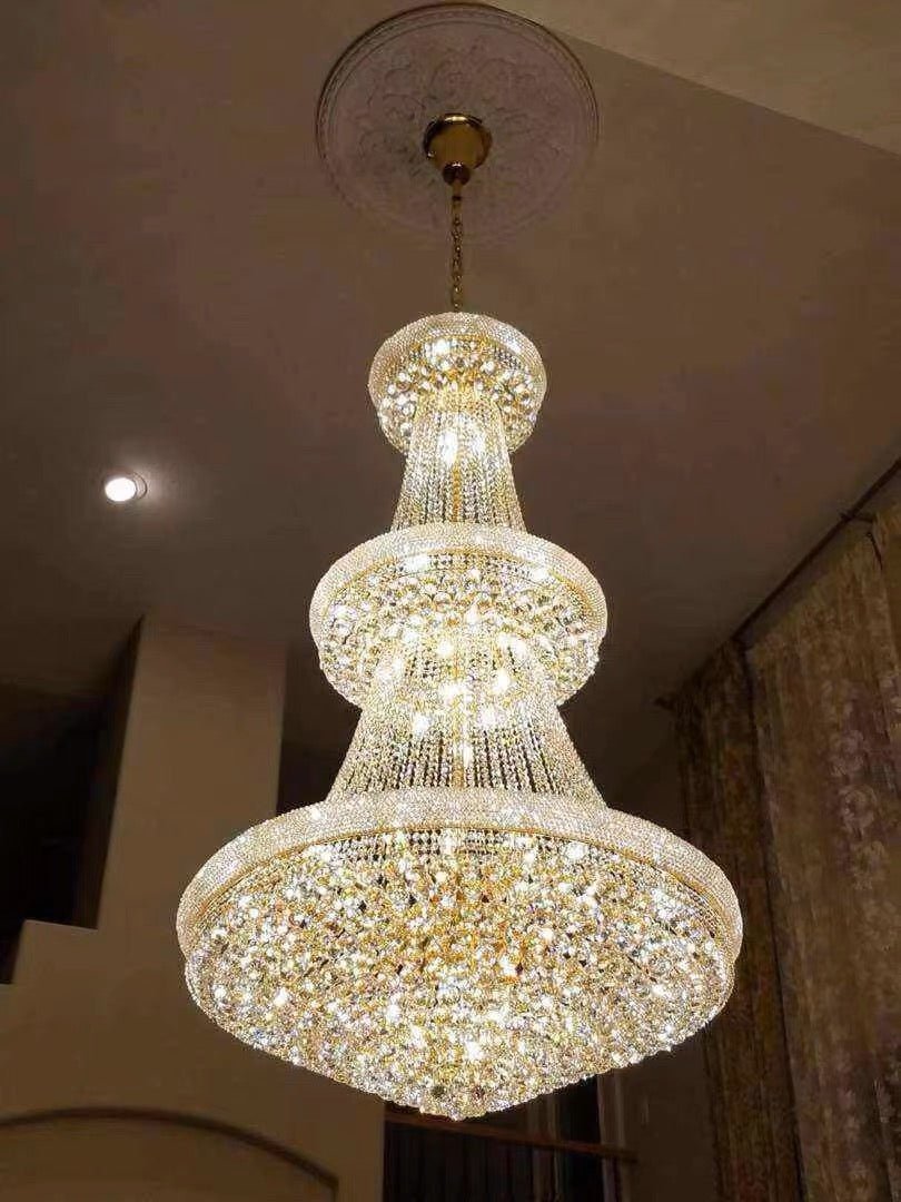 Luxury French Empire Chandelier for Villa Hall Ceiling Three-layers Crystal Light for Hotel Lobby-Nobipets