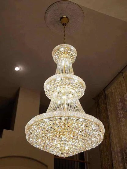 Luxury French Empire Chandelier for Villa Hall Ceiling Three-layers Crystal Light for Hotel Lobby-Nobipets