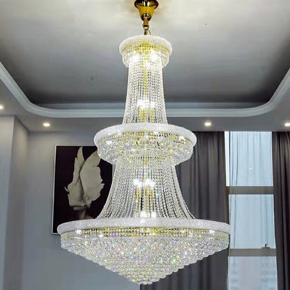 Luxury French Empire Chandelier for Villa Hall Ceiling Three-layers Crystal Light for Hotel Lobby-Nobipets