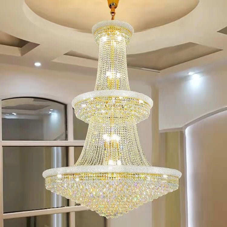 Luxury French Empire Chandelier for Villa Hall Ceiling Three-layers Crystal Light for Hotel Lobby-Nobipets