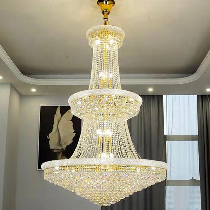 Luxury French Empire Chandelier for Villa Hall Ceiling Three-layers Crystal Light for Hotel Lobby-Nobipets