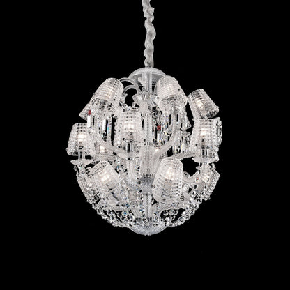 Luxury Globe Crystal Chandelier With Fabric/Crystal Glass Lampshades-Nobipets