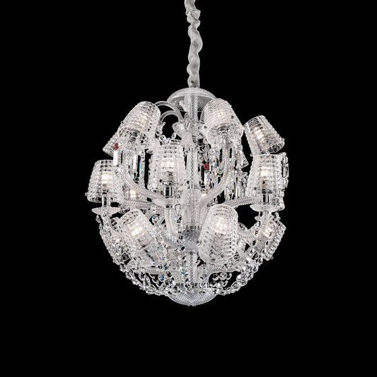 Luxury Globe Crystal Chandelier With Fabric/Crystal Glass Lampshades-Nobipets