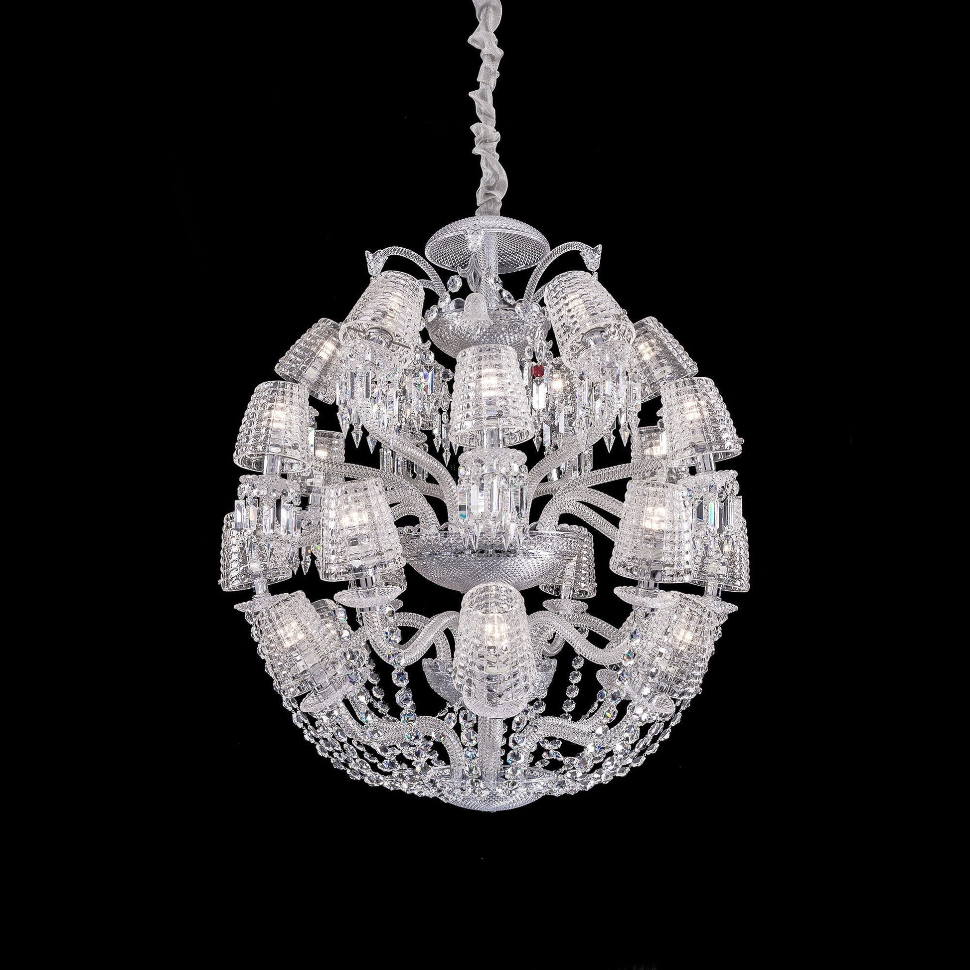 Luxury Globe Crystal Chandelier With Fabric/Crystal Glass Lampshades-Nobipets