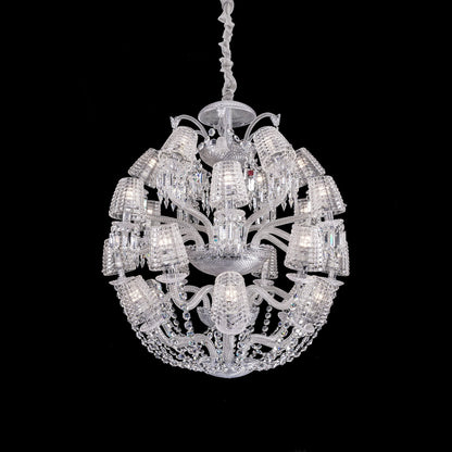 Luxury Globe Crystal Chandelier With Fabric/Crystal Glass Lampshades-Nobipets