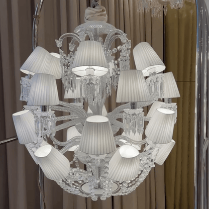 Luxury Globe Crystal Chandelier With Fabric/Crystal Glass Lampshades-Nobipets