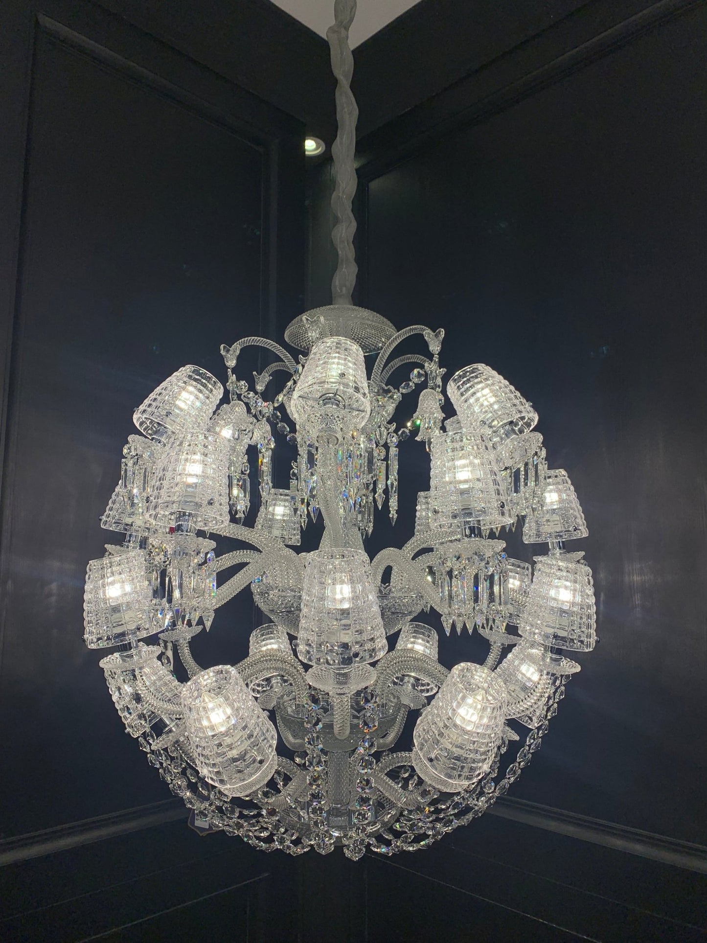Luxury Globe Crystal Chandelier With Fabric/Crystal Glass Lampshades-Nobipets