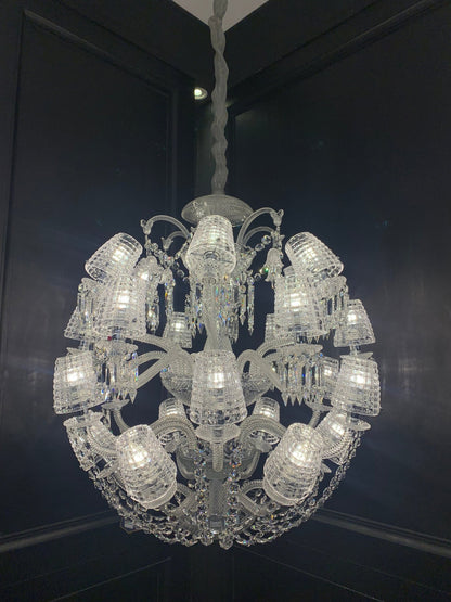 Luxury Globe Crystal Chandelier With Fabric/Crystal Glass Lampshades-Nobipets