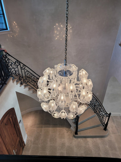 Luxury Globe Crystal Chandelier With Fabric/Crystal Glass Lampshades-Nobipets