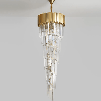 Luxury Gold Spiral Crystal Chandelier for Staircase/Foyer/Entryway-Nobipets