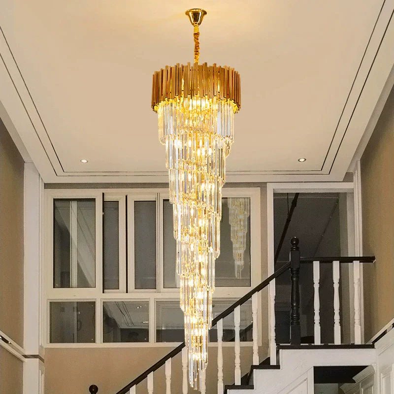 Luxury Gold Spiral Crystal Chandelier for Staircase/Foyer/Entryway-Nobipets
