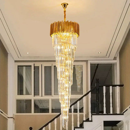 Luxury Gold Spiral Crystal Chandelier for Staircase/Foyer/Entryway-Nobipets