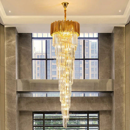 Luxury Gold Spiral Crystal Chandelier for Staircase/Foyer/Entryway-Nobipets