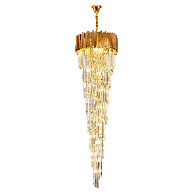Luxury Gold Spiral Crystal Chandelier for Staircase/Foyer/Entryway-Nobipets
