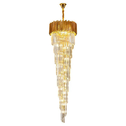 Luxury Gold Spiral Crystal Chandelier for Staircase/Foyer/Entryway-Nobipets