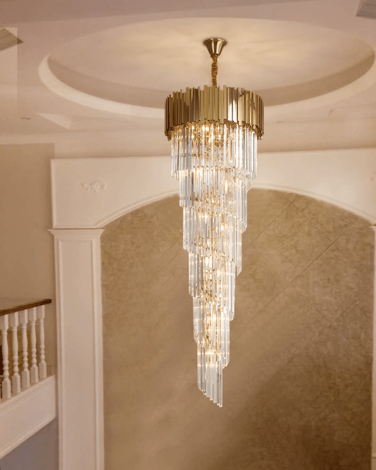 Luxury Gold Spiral Crystal Chandelier for Staircase/Foyer/Entryway-Nobipets