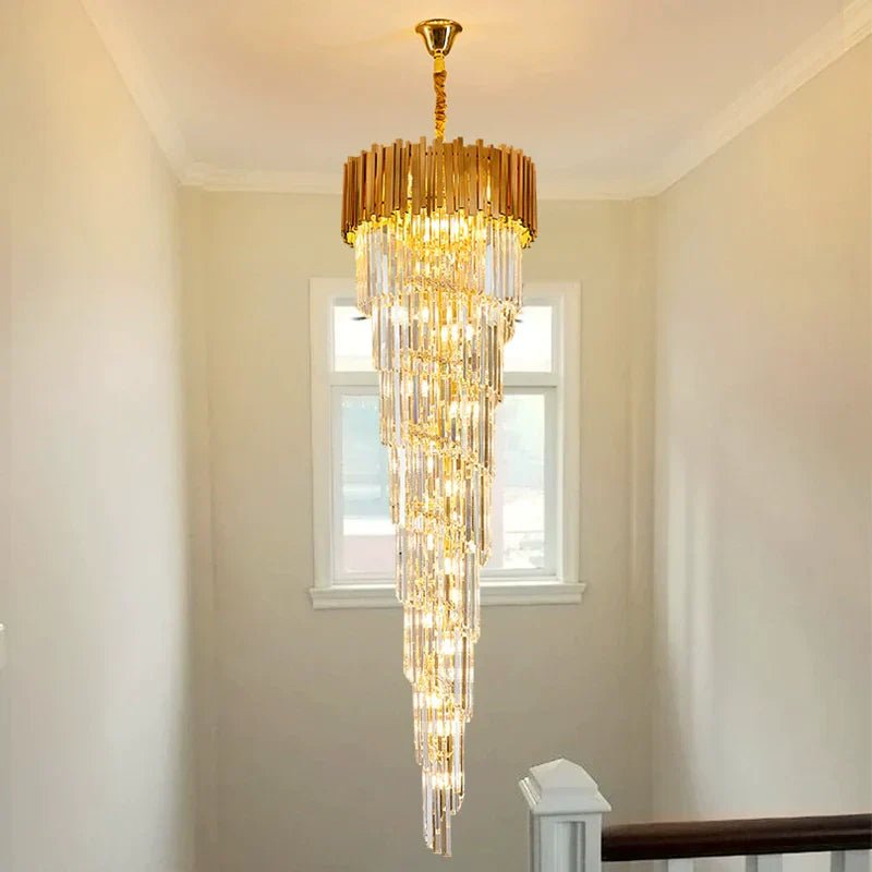 Luxury Gold Spiral Crystal Chandelier for Staircase/Foyer/Entryway-Nobipets