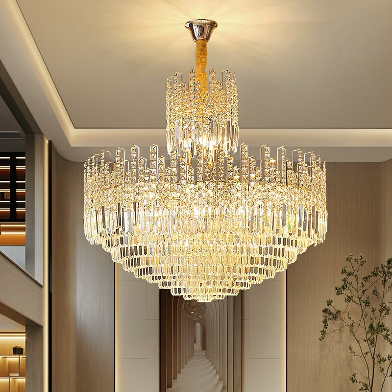 Luxury Hotel Hallway Ceiling Lighting Fixture Large Round Crystal Chandelier For Foyer Living Room Staircase-Nobipets