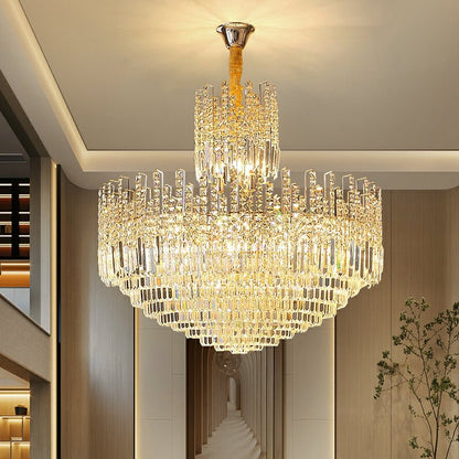 Luxury Hotel Hallway Ceiling Lighting Fixture Large Round Crystal Chandelier For Foyer Living Room Staircase-Nobipets