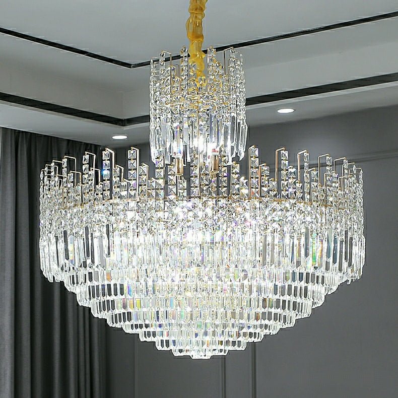 Luxury Hotel Hallway Ceiling Lighting Fixture Large Round Crystal Chandelier For Foyer Living Room Staircase-Nobipets