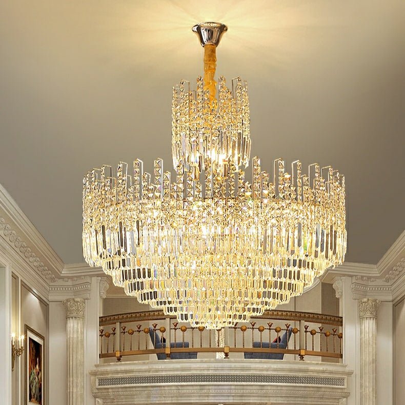 Luxury Hotel Hallway Ceiling Lighting Fixture Large Round Crystal Chandelier For Foyer Living Room Staircase-Nobipets