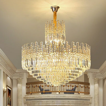 Luxury Hotel Hallway Ceiling Lighting Fixture Large Round Crystal Chandelier For Foyer Living Room Staircase-Nobipets