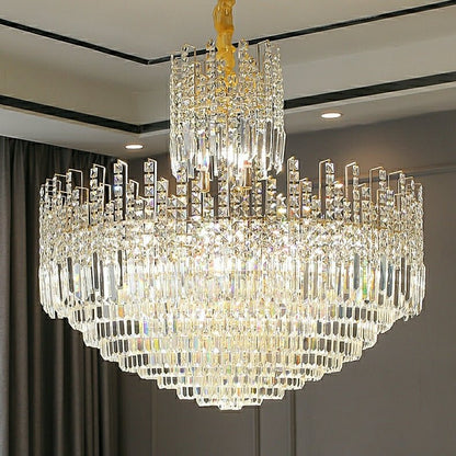 Luxury Hotel Hallway Ceiling Lighting Fixture Large Round Crystal Chandelier For Foyer Living Room Staircase-Nobipets