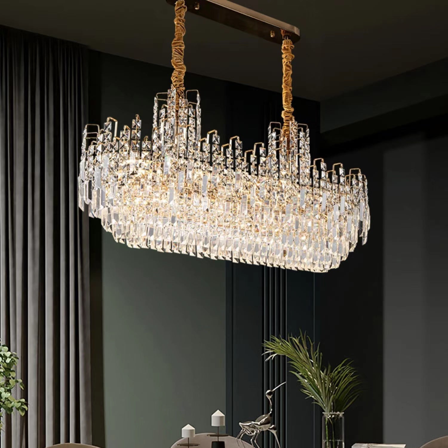 Luxury Hotel Hallway Ceiling Lighting Fixture Large Round Crystal Chandelier For Foyer Living Room Staircase-Nobipets