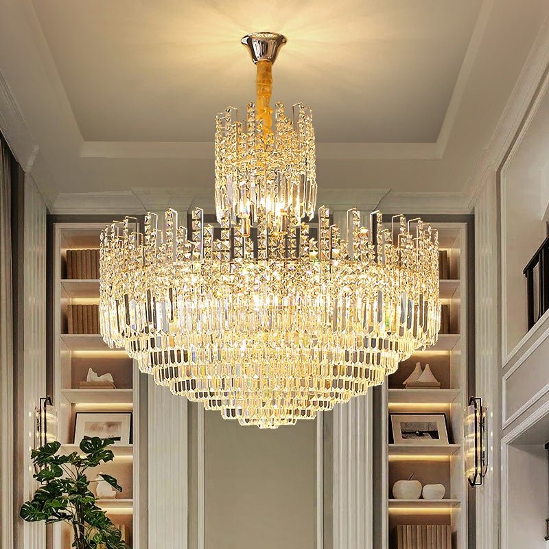 Luxury Hotel Hallway Ceiling Lighting Fixture Large Round Crystal Chandelier For Foyer Living Room Staircase-Nobipets