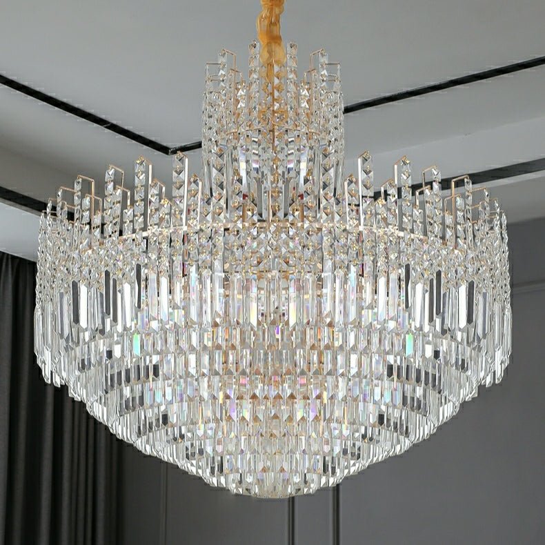 Luxury Hotel Hallway Ceiling Lighting Fixture Large Round Crystal Chandelier For Foyer Living Room Staircase-Nobipets