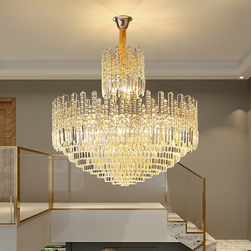 Luxury Hotel Hallway Ceiling Lighting Fixture Large Round Crystal Chandelier For Foyer Living Room Staircase-Nobipets