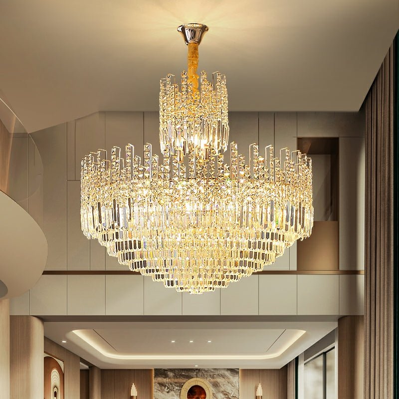 Luxury Hotel Hallway Ceiling Lighting Fixture Large Round Crystal Chandelier For Foyer Living Room Staircase-Nobipets