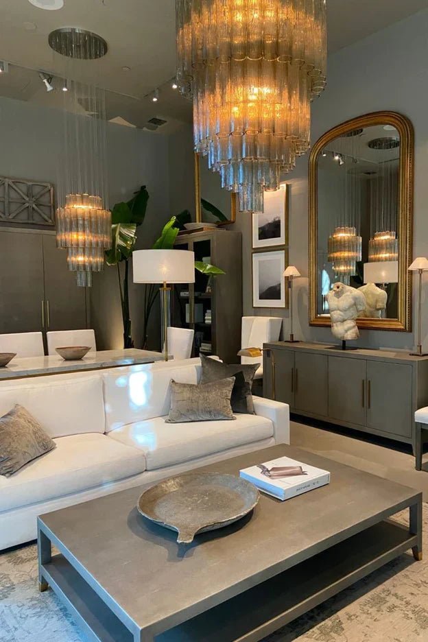 Luxury Italian Style Tubular Glass Chandelier With Chrome Finish-Nobipets