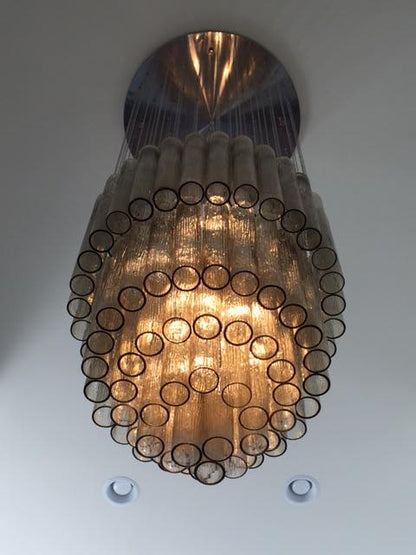 Luxury Italian Style Tubular Glass Chandelier With Chrome Finish-Nobipets