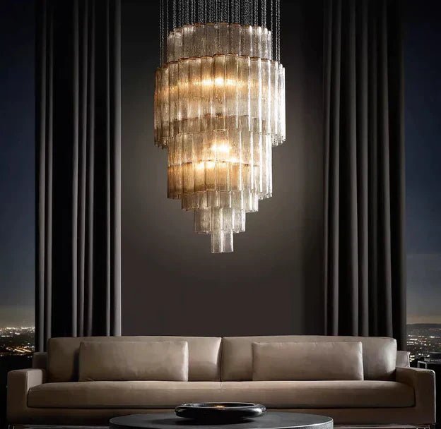 Luxury Italian Style Tubular Glass Chandelier With Chrome Finish-Nobipets