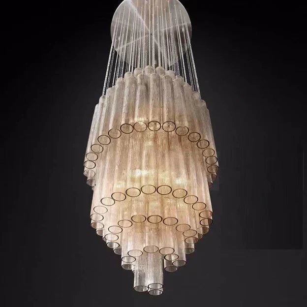 Luxury Italian Style Tubular Glass Chandelier With Chrome Finish-Nobipets