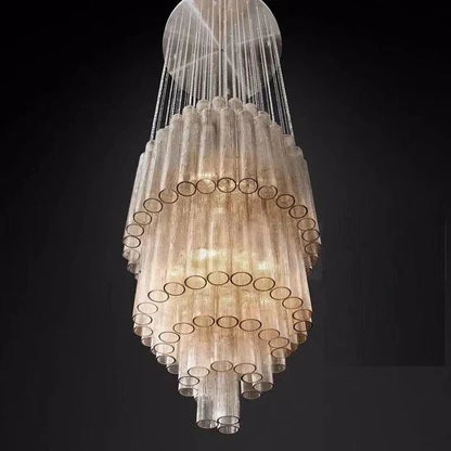 Luxury Italian Style Tubular Glass Chandelier With Chrome Finish-Nobipets