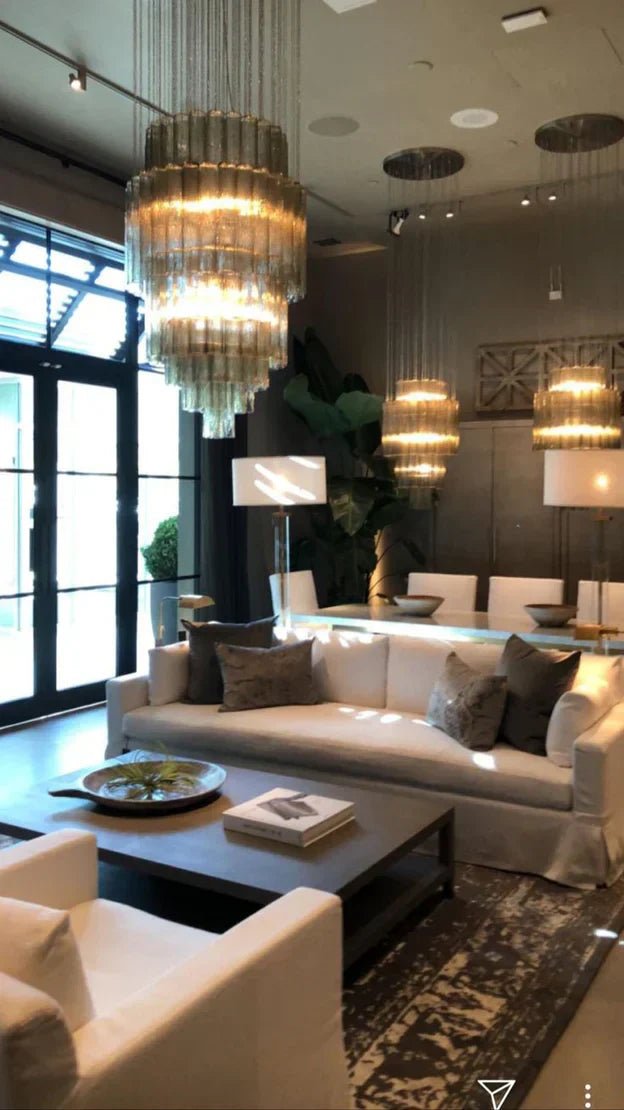 Luxury Italian Style Tubular Glass Chandelier With Chrome Finish-Nobipets