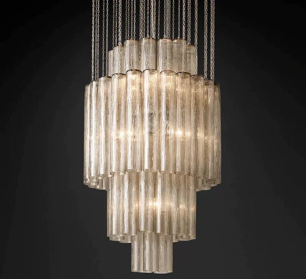 Luxury Italian Style Tubular Glass Chandelier With Chrome Finish-Nobipets