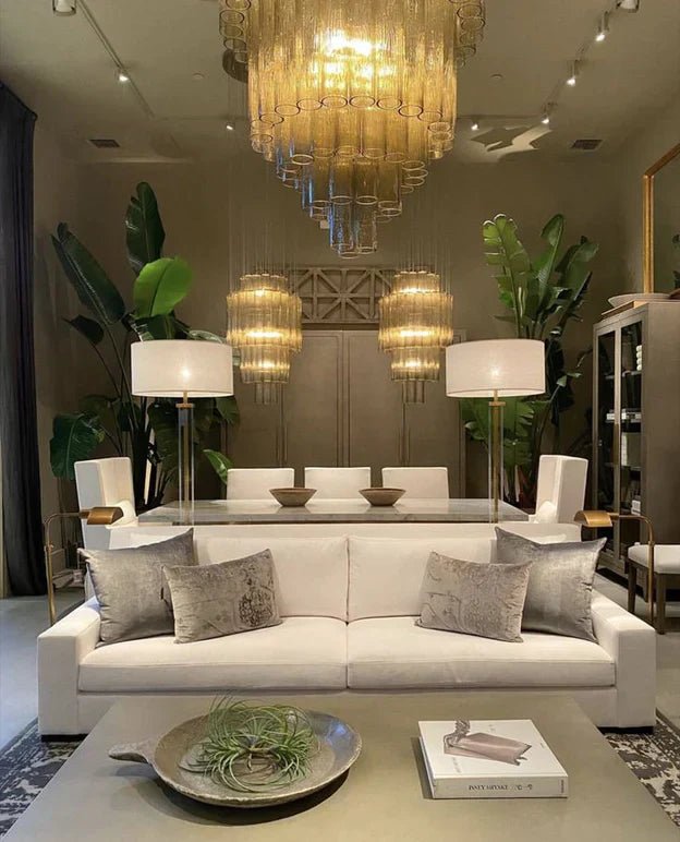 Luxury Italian Style Tubular Glass Chandelier With Chrome Finish-Nobipets