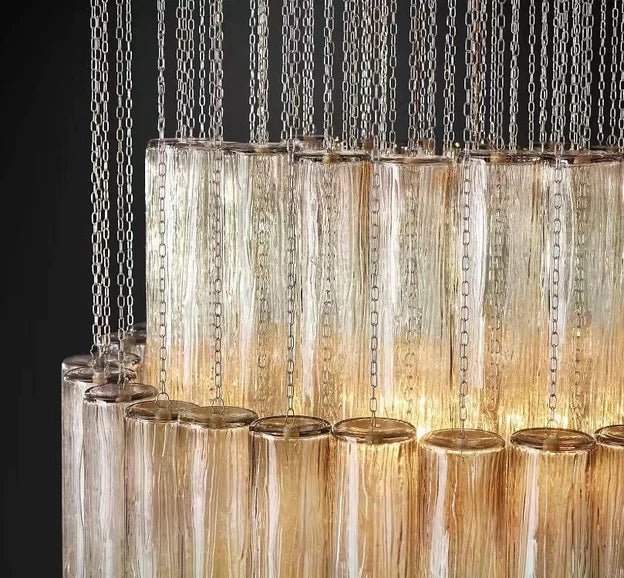 Luxury Italian Style Tubular Glass Chandelier With Chrome Finish-Nobipets