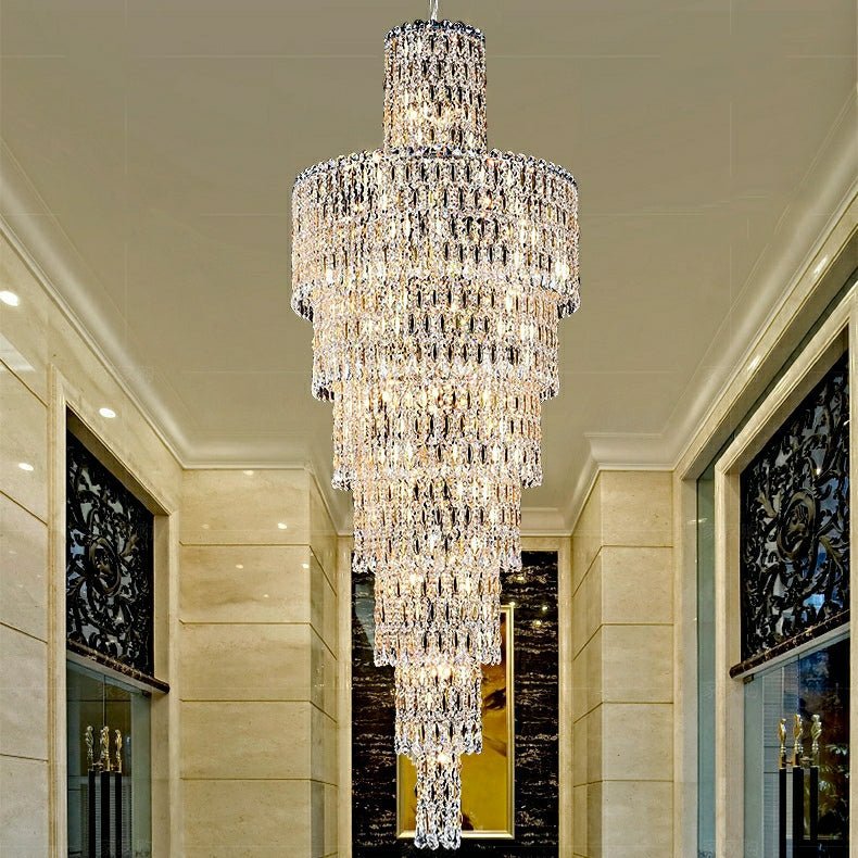 Luxury Large Crystal Chandelier For Hight Ceiling Living Room Long Staircase Light Fixture-Nobipets
