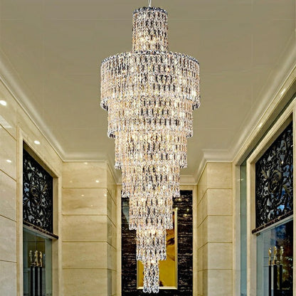 Luxury Large Crystal Chandelier For Hight Ceiling Living Room Long Staircase Light Fixture-Nobipets