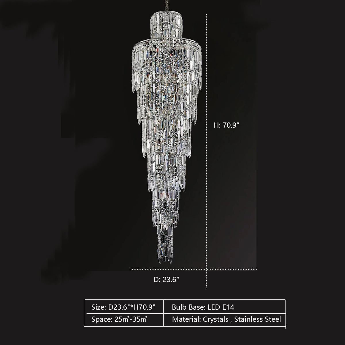 Luxury Large Crystal Chandelier For Hight Ceiling Living Room Long Staircase Light Fixture-Nobipets