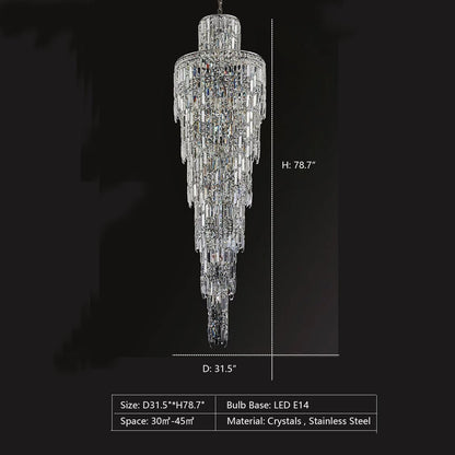 Luxury Large Crystal Chandelier For Hight Ceiling Living Room Long Staircase Light Fixture-Nobipets