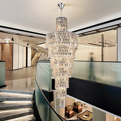 Luxury Large Crystal Chandelier For Hight Ceiling Living Room Long Staircase Light Fixture-Nobipets